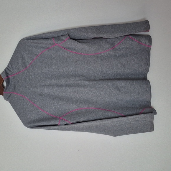Patagonia Capilene 3 Quarter Zip Womens Light Weight Sweater Gray With Pink - Picture 2 of 5